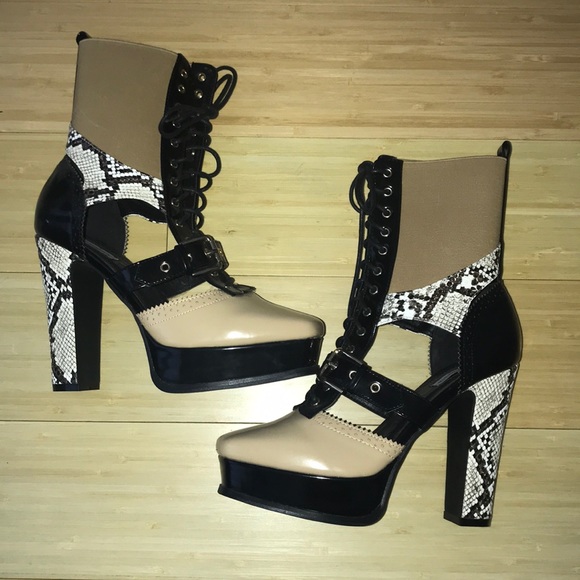 Cape Robbin Shoes - Snakeskin Bootie Heels
